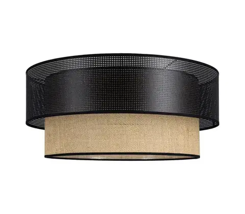 Svietidlá  Stropné svietidlo BORHO 1xE27/60W/230V pr. 50 cm čierne/juta 0435