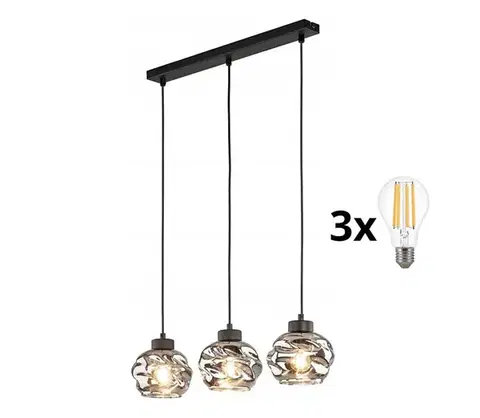 Svietidlá  LED luster na lanku ZULIA 3xE27/15W/230V čierna/dymovo čierna 5725