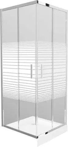 Vane MEXEN/S - Rio štvorcový sprchovací kút 80 x 80, dekor, chróm + vanička Rio 860-080-080-01-20-4510