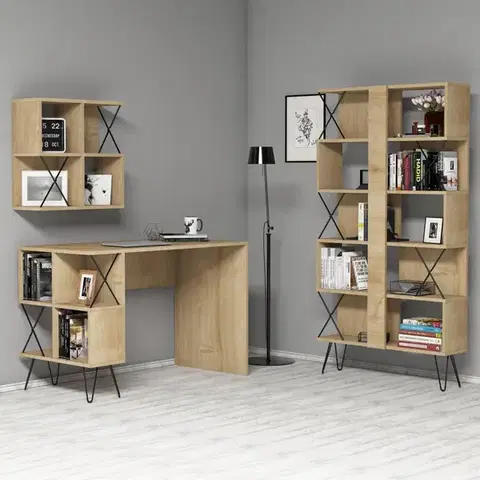 Písacie stoly Písací stôl s knižnicou Extra 2 - Oak