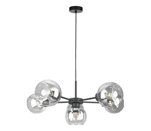 Svietidlá Keter Lighting Luster na lanku KALIOPE 6xE27/60W/230V čierna/číra 2921