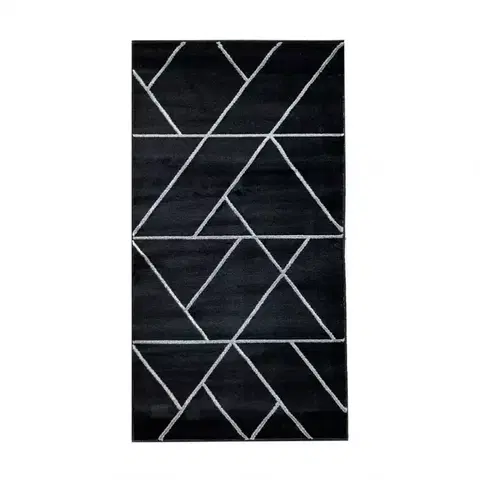 Moderné koberce Koberec Frisee Diamond 0,8/1,5 B0052 čierna/strieborný