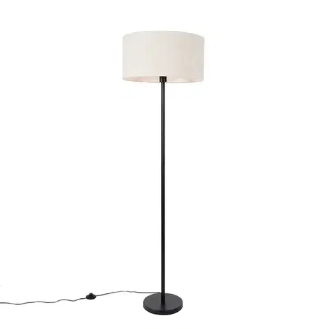 Stojace lampy Stojaca lampa čierna so svetlosivým tienidlom 50 cm - Simplo