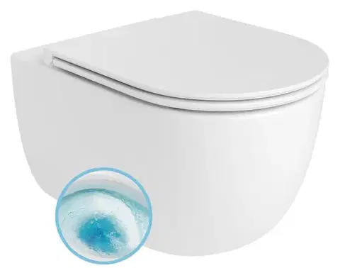 Záchody Bruckner - GLANZ závesná WC misa, Vortex Rimless, 36x54cm, biela 201.336.4