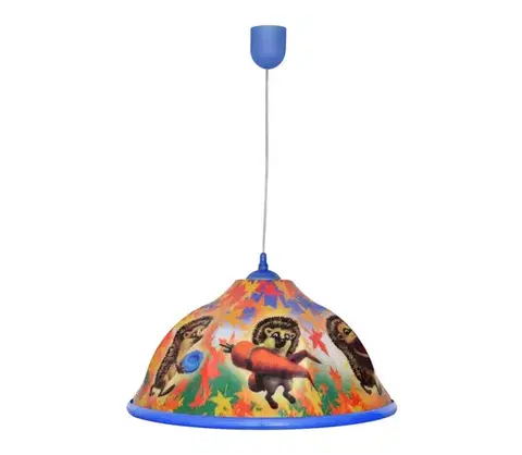 Svietidlá  Detský luster na lanku HEDGEHOG 1xE27/15W/230V WLA-06 JEŻ TRAPEZ NIEBIESK