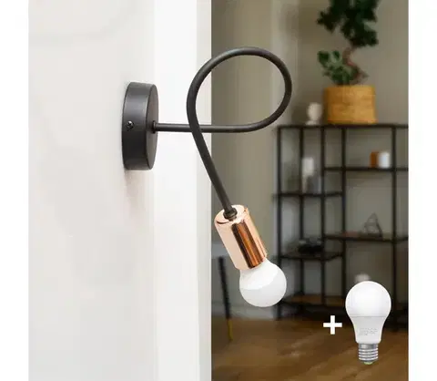 Svietidlá  Nástenné svietidlo TUBE 1xE27/15W/230V čierna K-2016/1 BK+BR/H