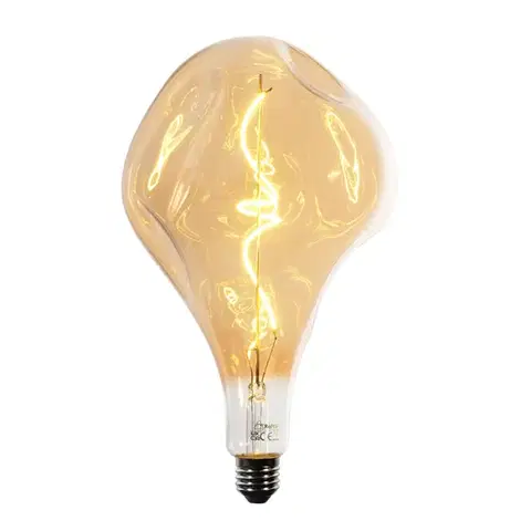LED osvetlenie E27 Stmievateľná LED žiarovka so špirálovým vláknom PS160 jantárová 6W 340 lm 1800K
