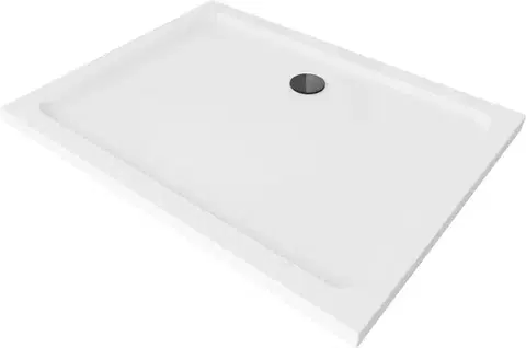 Vane MEXEN/S - Flat sprchová vanička obdĺžniková slim 110 x 80, biela + čierny sifón 40108011B