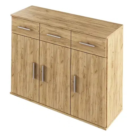Komody KONDELA Resita Typ 3 trojdverová komoda so zásuvkami dub artisan