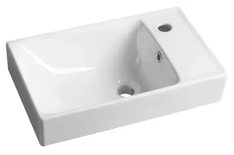 Umývadlá SAPHO - NUALI keramické umývadlo 50x30cm, batéria vpravo, biela TU0129