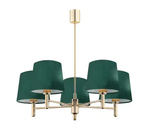 Svietidlá Argon 2145 - Luster na tyči PONTE 5xE27/15W/230V zelená/mosadz 2145