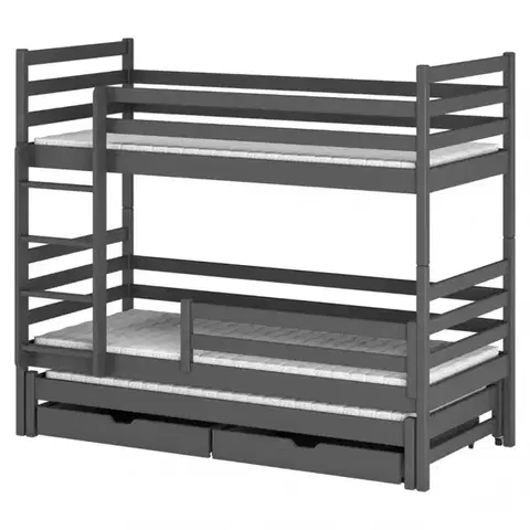 Postele so zásuvkami Poschodová posteľ Luk 90x200 graphite