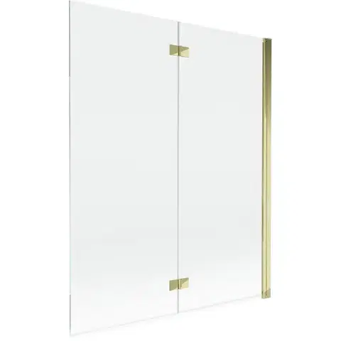 Sprchové dvere MEXEN - MIST vaňová zástena 140x150 cm 6mm 2-s, zlatá, číra, pravá 8A9-140-002-50-00-P