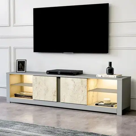 TV stolíky TV stolík Aydos - Grey, Travertine