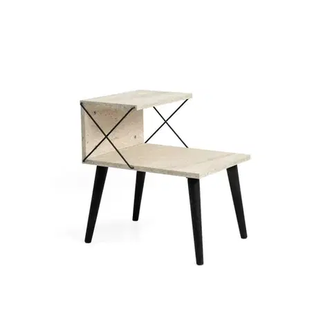 Konferenčné stolíky Nočný stolík Cross Travertine and Black