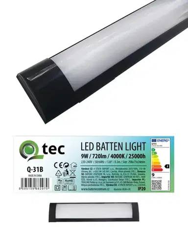 Vnútorné osvetlenie Lineárne svietidlo BATTEN LED čierne 9W Q-31B