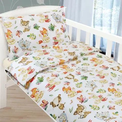 Obliečky Bellatex Detské bavlnené obliečky do postieľky Agáta Zvieratká, 90 x 135 cm, 45 x 60 cm, 90 x 135 cm, 45 x 60 cm