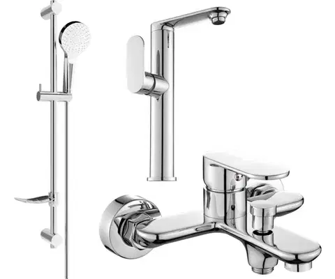 Kúpeľňové batérie MEXEN/S - Milo DF05 SET umývadlová batéria + vaňová s príslušenstvom, chróm 713153DF05-00