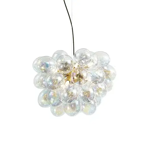 Závesné svietidlá Art Deco závesná lampa zlatá s dúhovým sklom 50cm 8-svetiel - Uvas