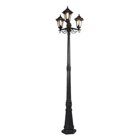 Zahradne stlpove lampy Inteligentný vonkajší lampáš čierny 3-svetlá Vrátane Wifi ST64 - New Haven