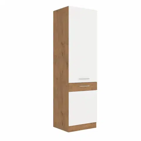Kuchynské horné skrinky KONDELA Vega 60 DK-210 2F P potravinová skriňa dub lancelot / biely vysoký lesk