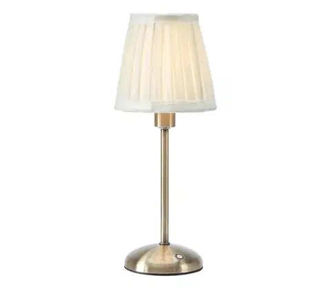 Lampy Markslöjd 109126 - LED stmievateľná nabíjateľná stolová lampa ANNO 1xE14/2W/2000 mAh biela/mosadz 109126