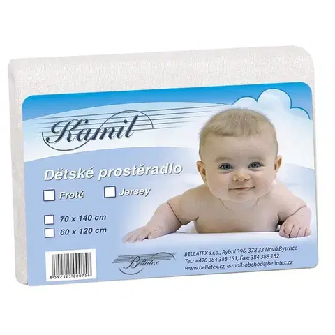 Plachty Bellatex Detské froté prestieradlo, biela, 70 x 140 cm