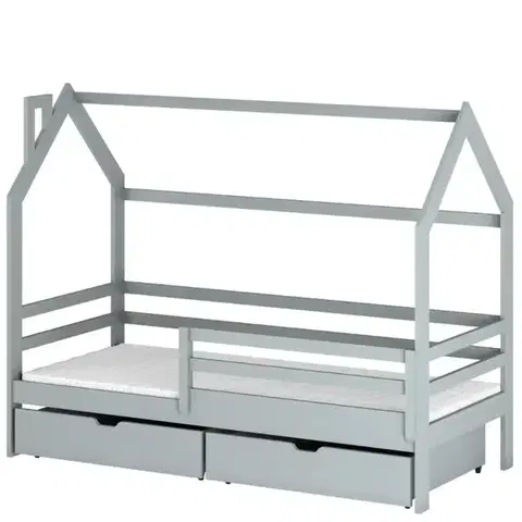 Detské postele Posteľ Domček Lila 90x200 sivá