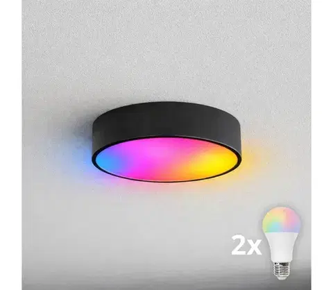 Svietidlá BRILAGI - LED RGBW stmievateľné kúpeľňové stropné svietidlo CLARE 2xE27/12W/230V IP54 čierne BG0578+2xAI0819