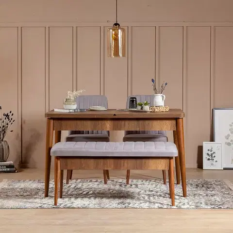 Jedálenské sety Jedálenský set s rozkladacím stolom a stoličkami (4 kusy) Vina 0701 - Soho, Walnut