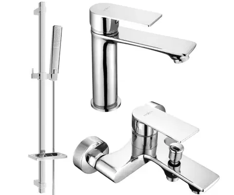 Sprchy a sprchové panely MEXEN/S - Royo DQ72 Set umývadlové a vaňové batérie s príslušenstvom, chróm 72203DQ72-00