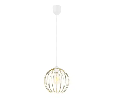 Svietidlá  Luster na lanku MATT 1xE27/60W/230V biela/zlatá 0850