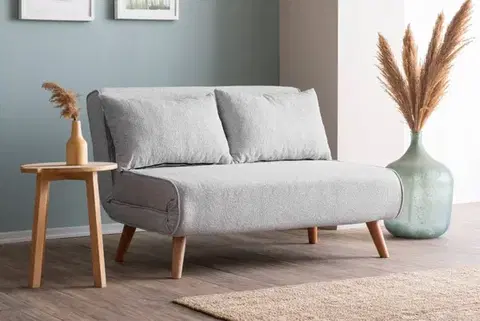 Pohovky a gauče Dvojmiestna rozkladacia pohovka Folde 2-Seater - Teddy Fabric - Grey