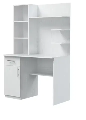 Písacie stoly JONAS PC stolík E6-biele drevo-ľavý