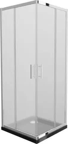 Vane MEXEN/S - Rio štvorcový sprchovací kút 80 x 80, mráz, chróm + vanička so sifónom Flat, čierny 860-080-080-01-30-4070