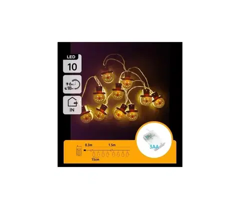 Vianočné dekorácie  B.V.  - LED reťaz 10xLED/3xAA 1,5m teplá biela snehuliak B10303Q6N