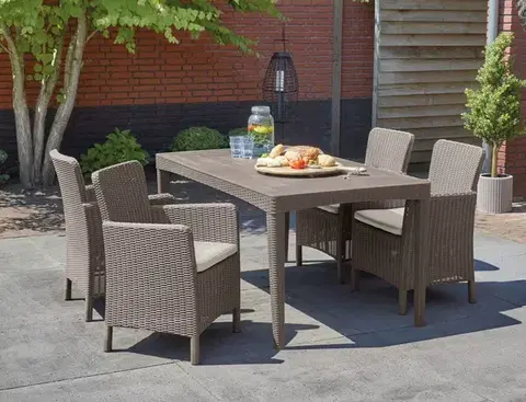 Záhradné plastové zostavy Elvisia Záhradný set GINGER 4 + 1 | cappuccino