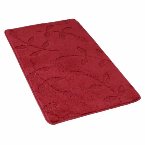 Koberce a koberčeky Kvalitex Kúpeľňová predložka Listy vínová, 60 x 100 cm