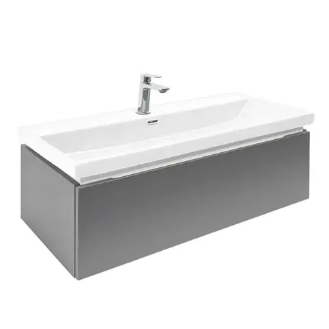 Kúpeľňový nábytok Kúpeľňová skrinka s umývadlom a batériou SAT Feel 100x30x44, 8 cm antracit mat SATFEEL100ANTU4BA SATFEEL100ANTU4BA
