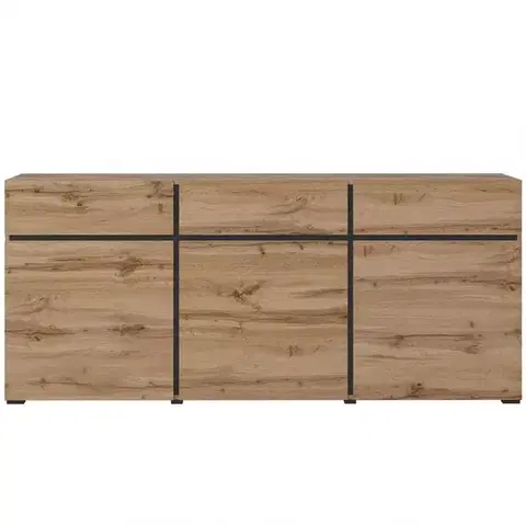 Komody do spálne Komoda Cross3d3s dub Wotan/Čierna