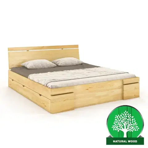 Dvojlôžkové postele Posteľ borovicová Skandica Sparta maxi+zásuvka 160X200 prírodná