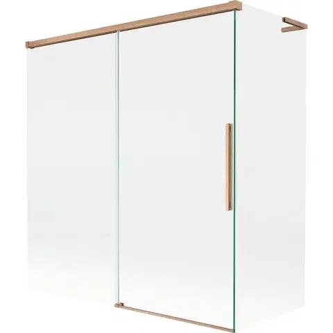 Sprchové dvere MEXEN/S - Rox L vaňová zástena 2-krídlová posuvná 150 + 70 x 150, transparent, meď kartáčovaná 8C9L-150-070-65-00