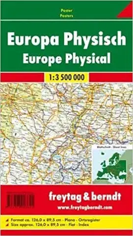 Sprievodcovia, mapy, atlasy Európa nástenná fyzická mapa 1:3 500 000 lamino lišta