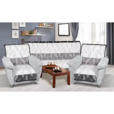 Prehozy Bellatex Súprava Karmela plus 3+1+1 Pierko, 1 ks 150 x 200 cm, 2 ks 65 x 150 cm