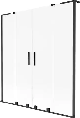 Sprchové dvere MEXEN/S - Velar L Duo dvojkrídlová posuvná vaňová zástena 150 x 150, dekor, čierna 896-150-003-32-70