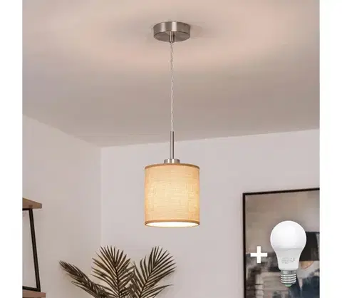 Svietidlá BRILAGI - LED luster na lanku NUBILA 1xE27/60W/230V pr. 14 cm svetlohnedá EG32515+BG1584