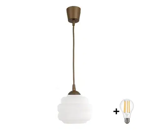 Svietidlá BRILAGI - LED luster na lanku RETRO GLASS 1xE27/60W/230V pr. 20 cm hnedá/biela NSTK7639+TK8611A