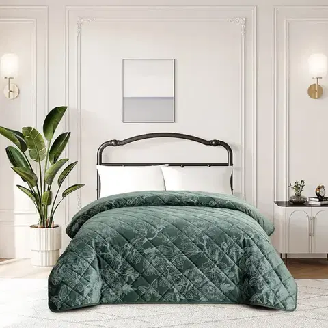 Prehozy na posteľ Prikrývka na posteľ Elena RQ-102 170x220 cm zelená
