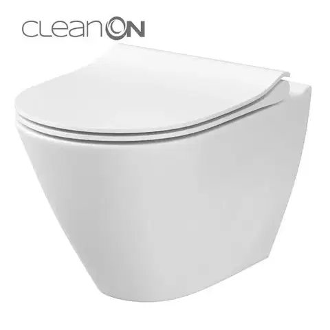 Doplnky do kúpeľne CERSANIT - SET 743 závesná misa CITY OVAL NEW CLEAN ON vrátane sedátka duroplast K701-104