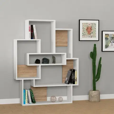 Knižnice Knižnica Barce - White, Oak